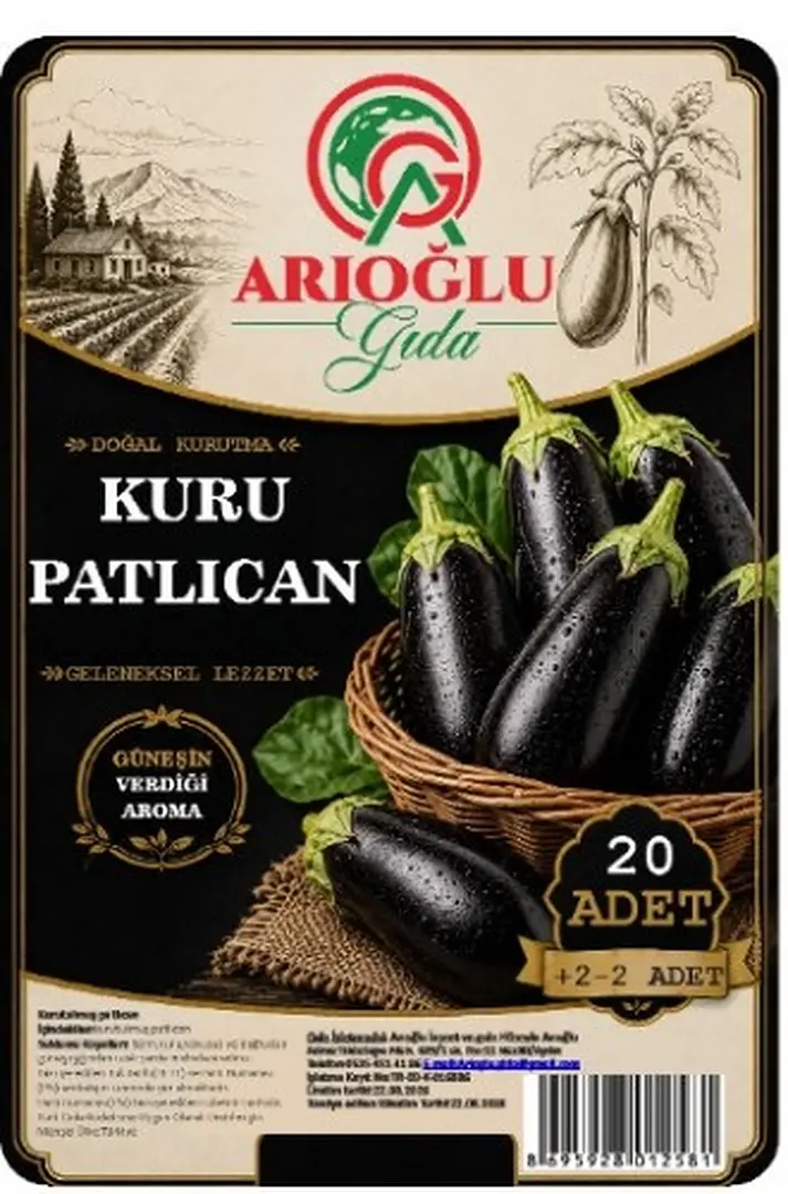 Kuru patlıcan ürün etiketi