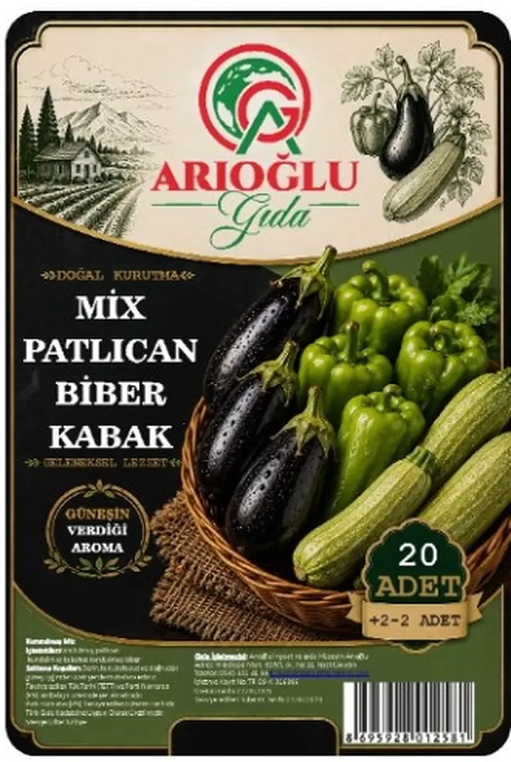 Mix patlıcan biber kabak ürün etiketi